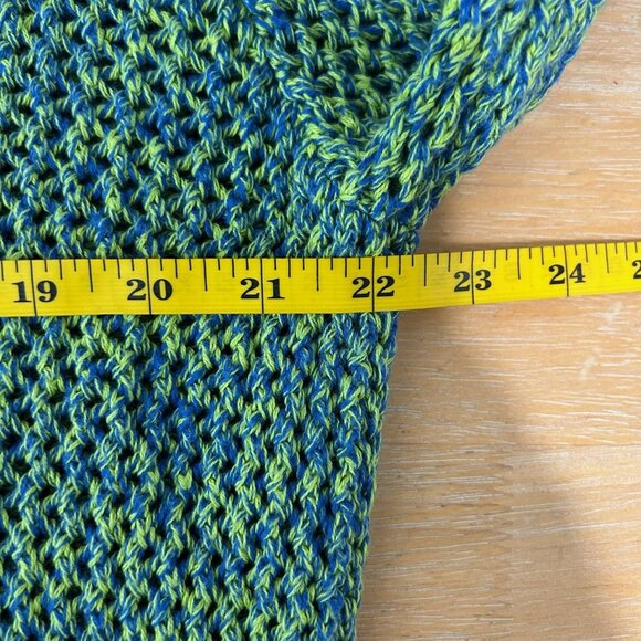 Stussy 2 Tone Loose Gauge Sweater Mens L Green Blue Marled Waffle Chunky Knit - Picture 9 of 10